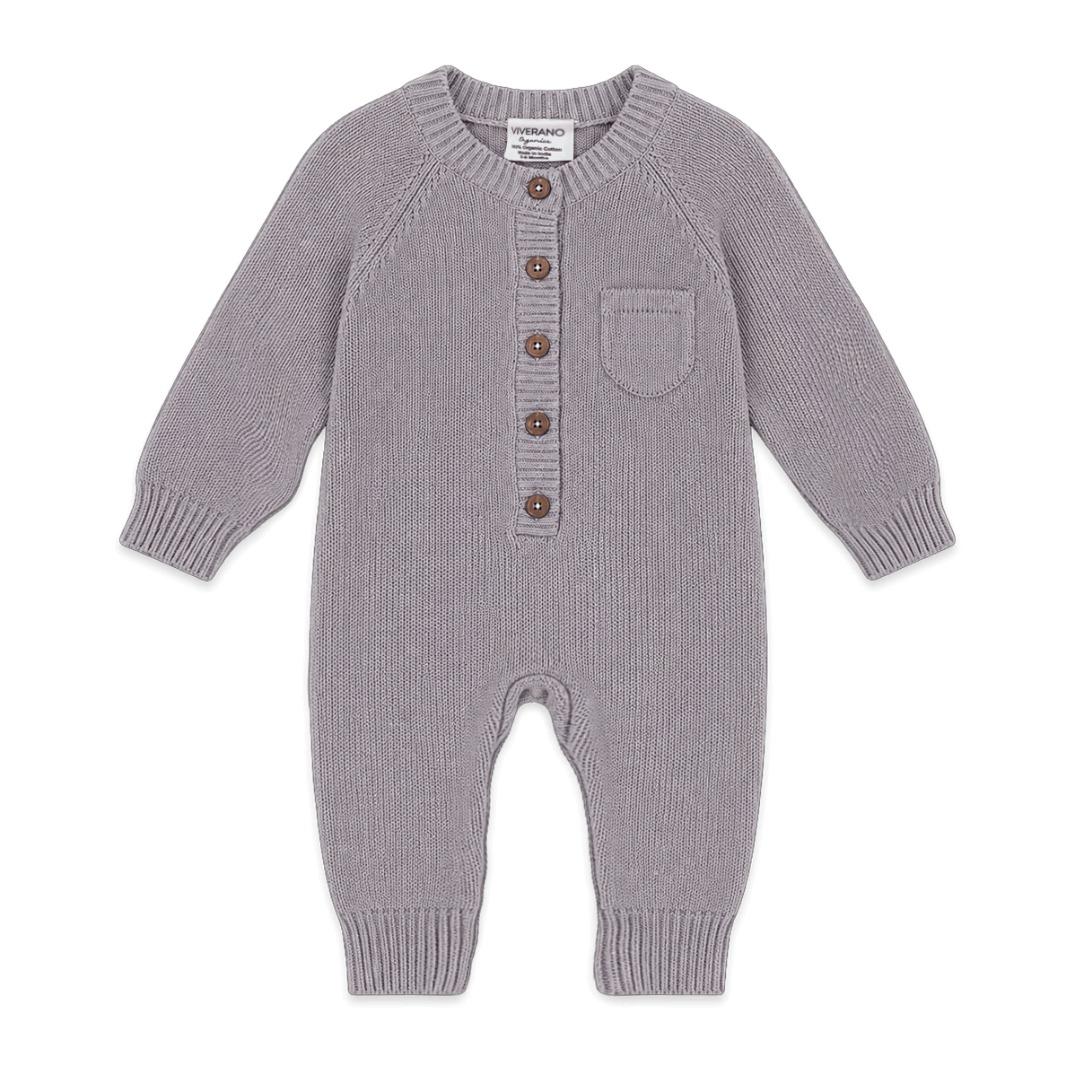 Viverano Milan Soft Organic Knit Grey Coverall Onesie for Babies- Baby Shower Gifts