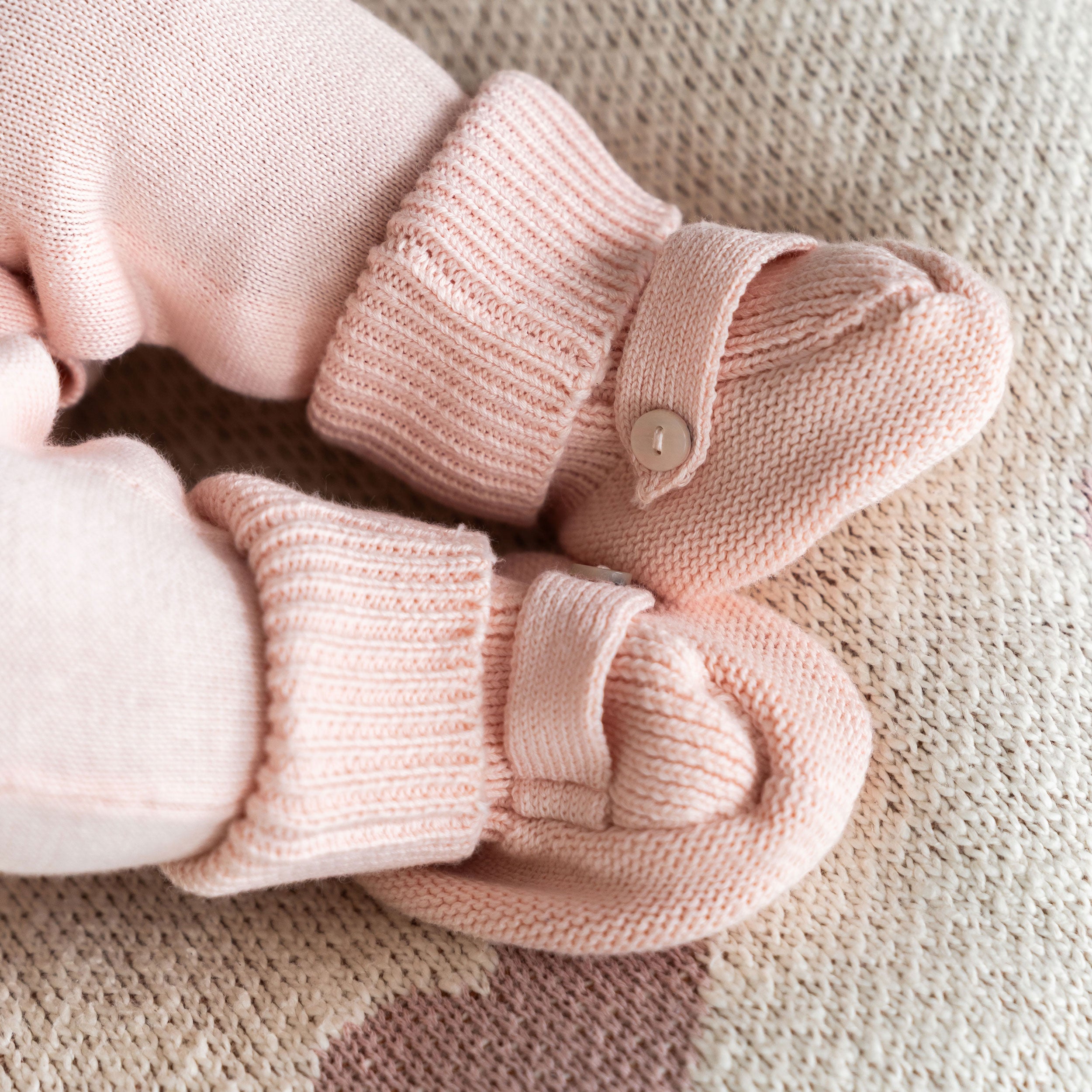Blush Milan Knit Cozy Baby Booties (Organic Cotton)