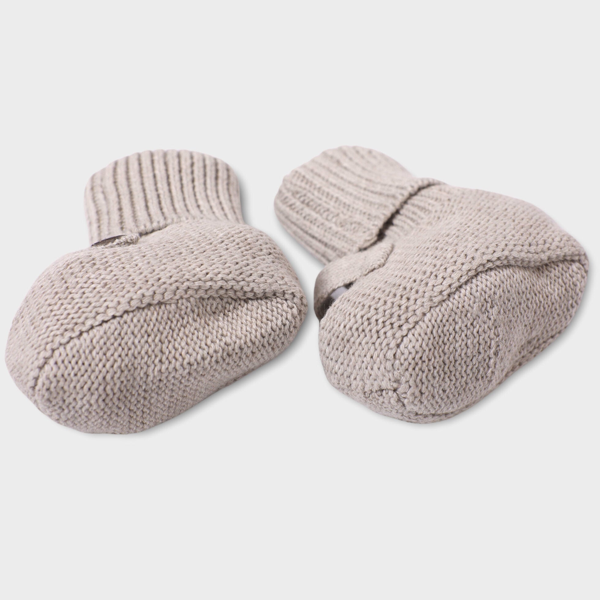Oat Heather Milan Knit Cozy Baby Booties Sole (Organic Cotton)