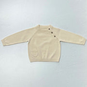 Milan Raglan Button Knit Baby Pullover Sweater (Organic Cotton) - 3 Colors