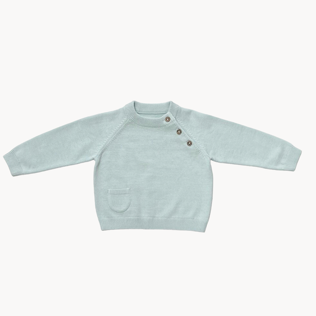Milan Raglan Button Knit Baby Pullover Sweater (Organic Cotton) - 3 Colors