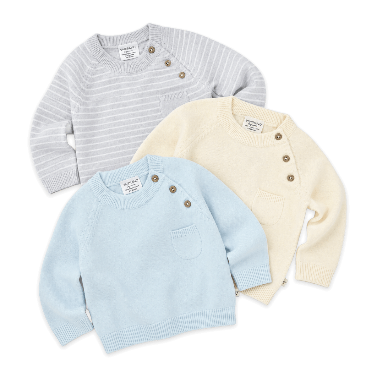 Milan Raglan Button Knit Baby Pullover Sweater (Organic Cotton)