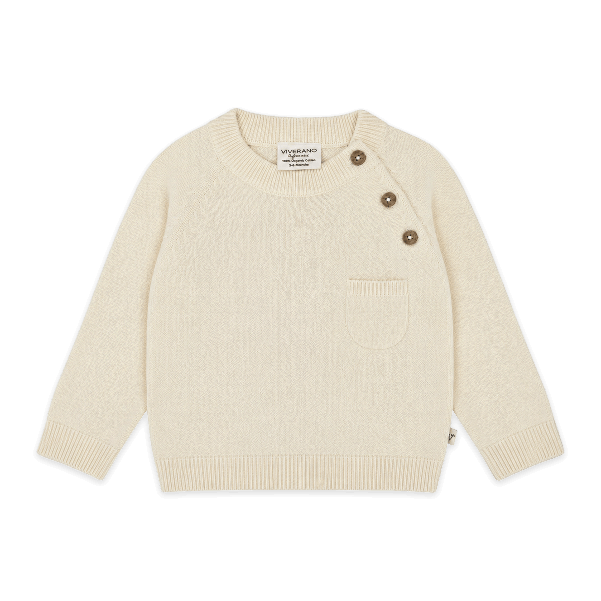 Milan Raglan Button Knit Baby Pullover Sweater (Organic Cotton)