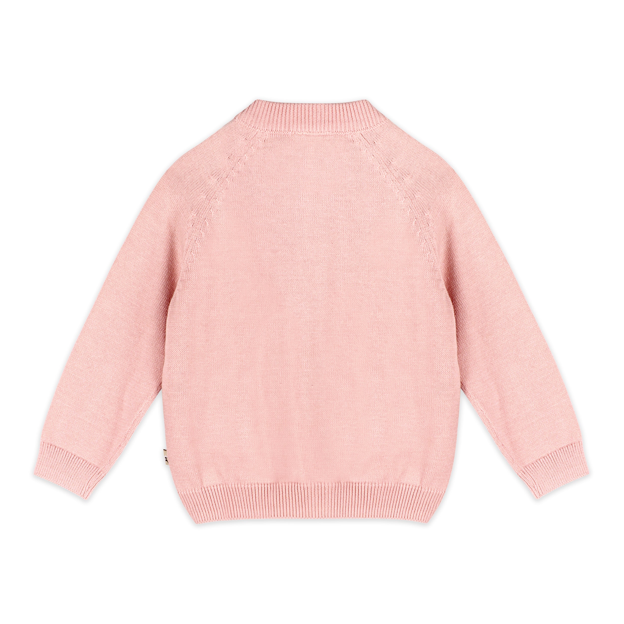 Blush Milan Knit Baby Button Cardigan Sweater (Organic Cotton) Back