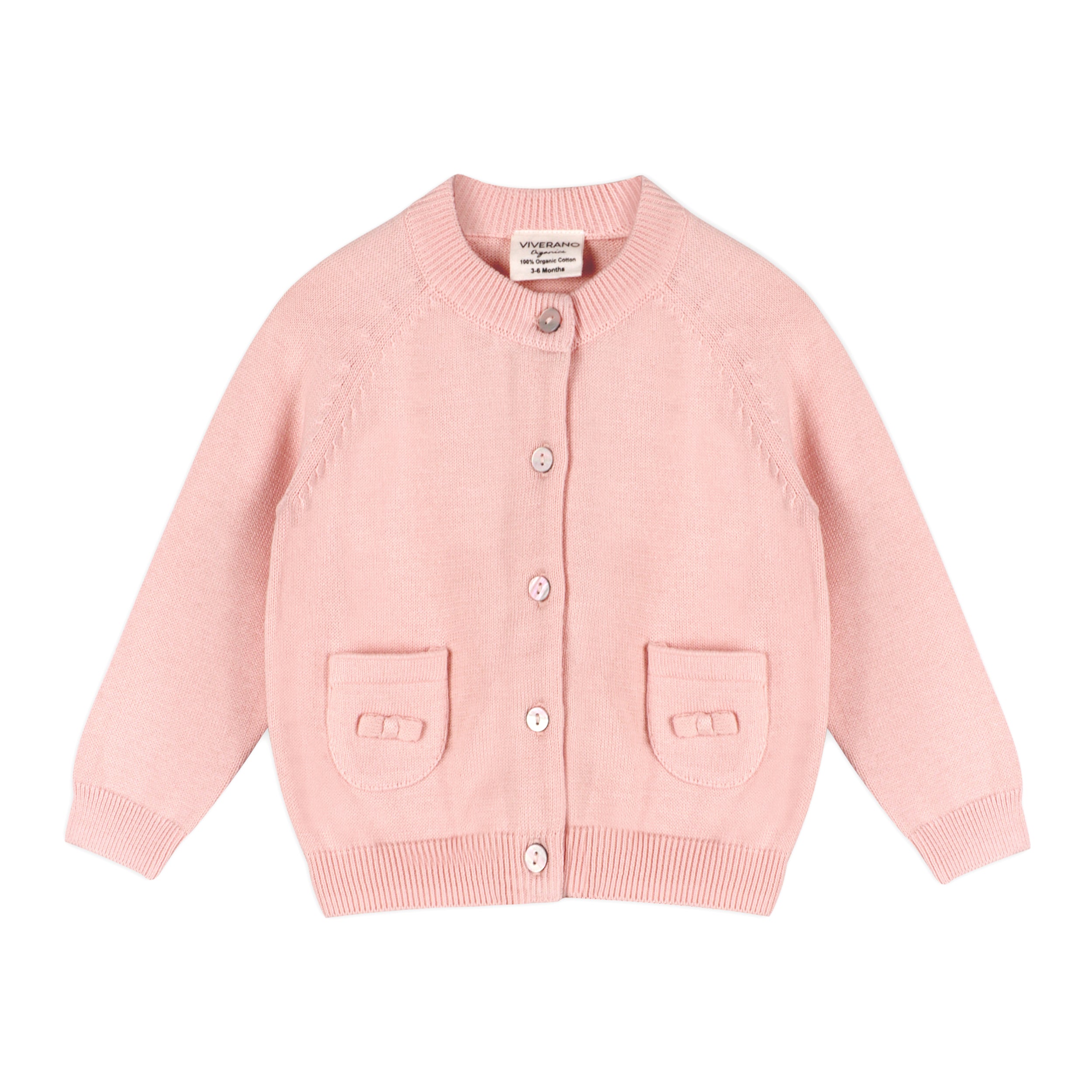 Blush Viverano Organic Cotton Knit Button Cardigan Sweater for Babies