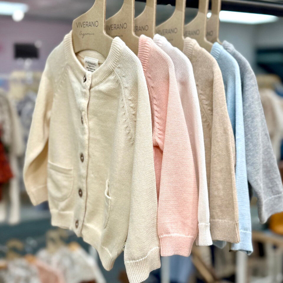 Milan Knit Baby Button Cardigan Sweater (Organic Cotton) - 6 Colors