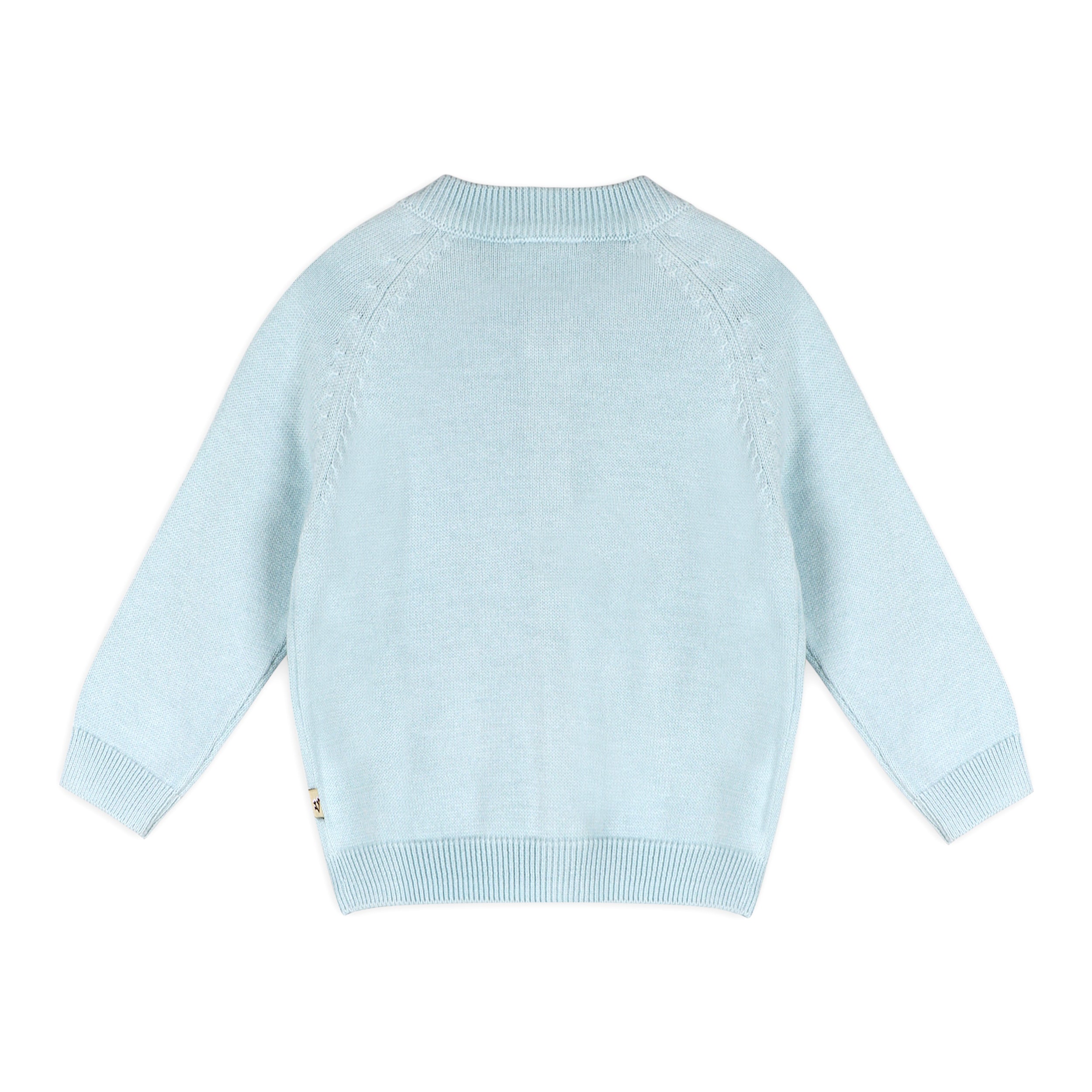 Sky Blue Milan Knit Baby Button Cardigan Sweater (Organic Cotton) Back