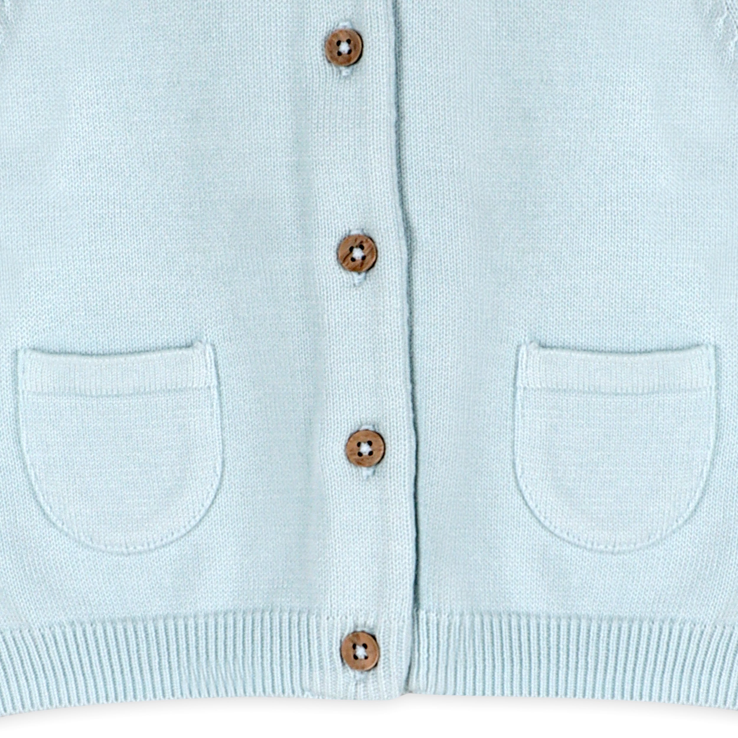 Sky Blue Milan Knit Baby Button Cardigan Sweater (Organic Cotton) Pocket Detail