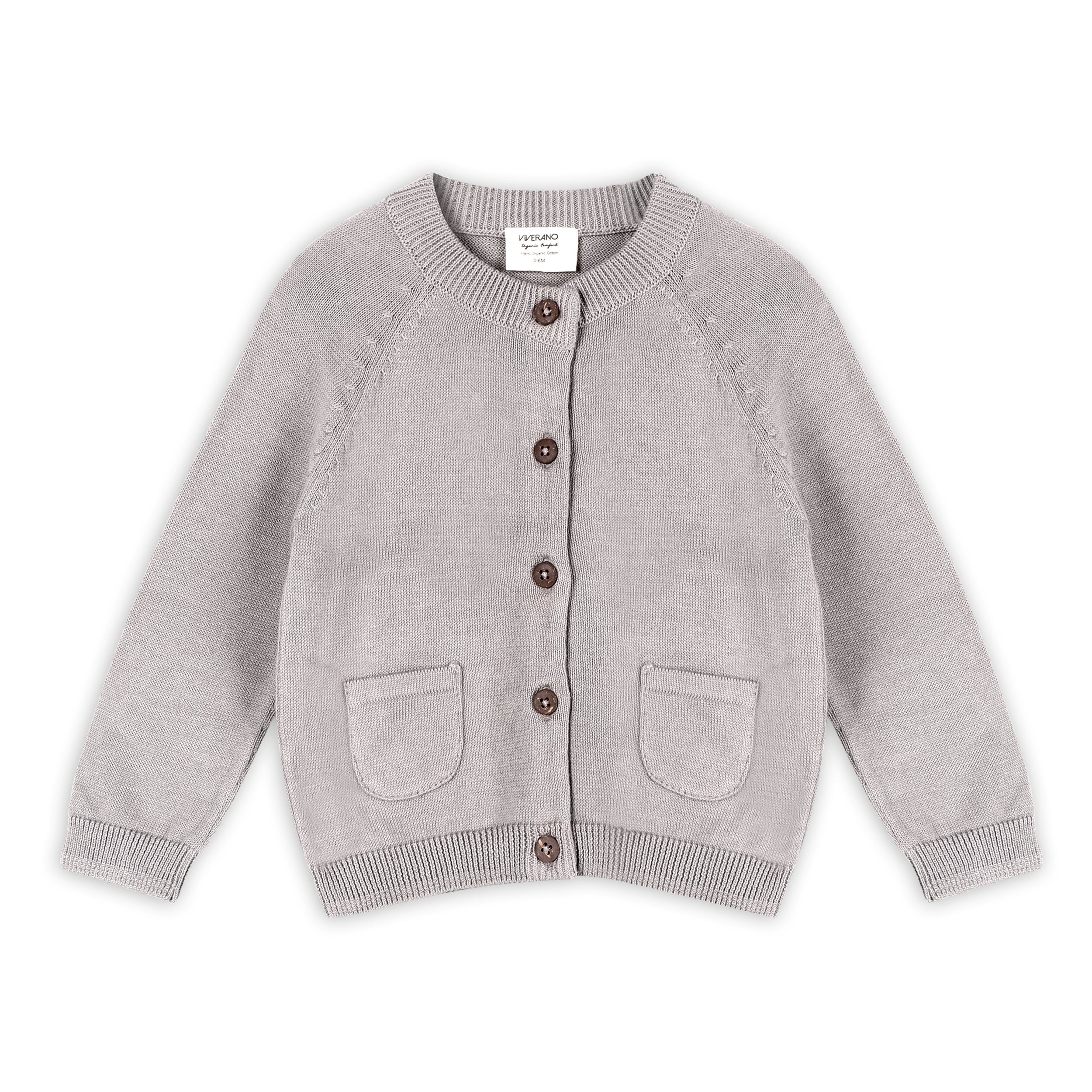 Viverano Organic Cotton Knit Button Cardigan Sweater for Babies