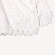 Milan Dove White Classic Pointelle Knit Baby Blanket (Organic Cotton) by Viverano