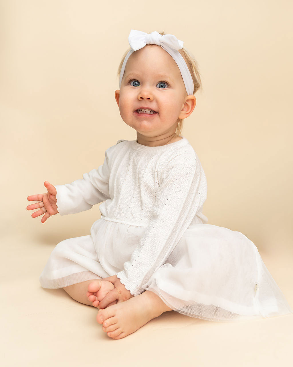 Milan Knit Baby Textured Tutu Dress (Organic Cotton) Model