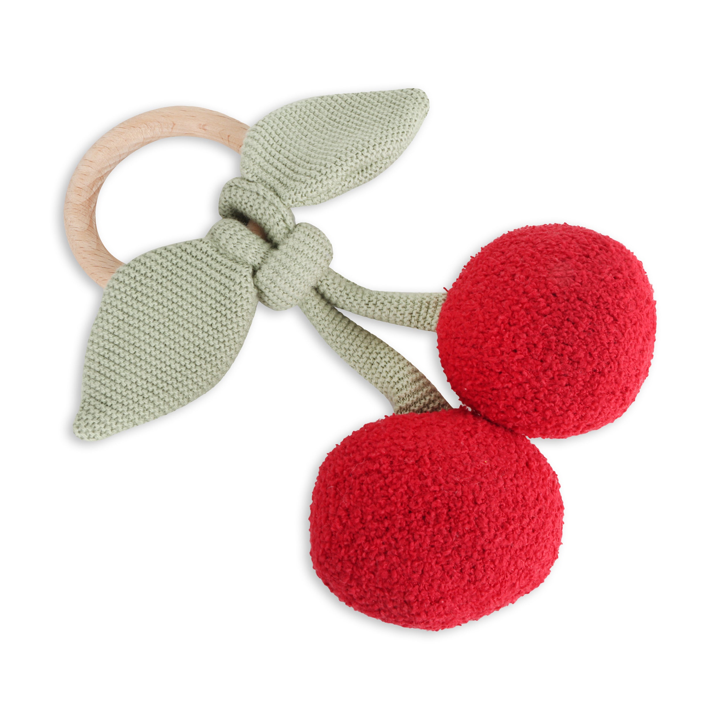 Cherry Organic Baby Wood Ring Rattle Toy