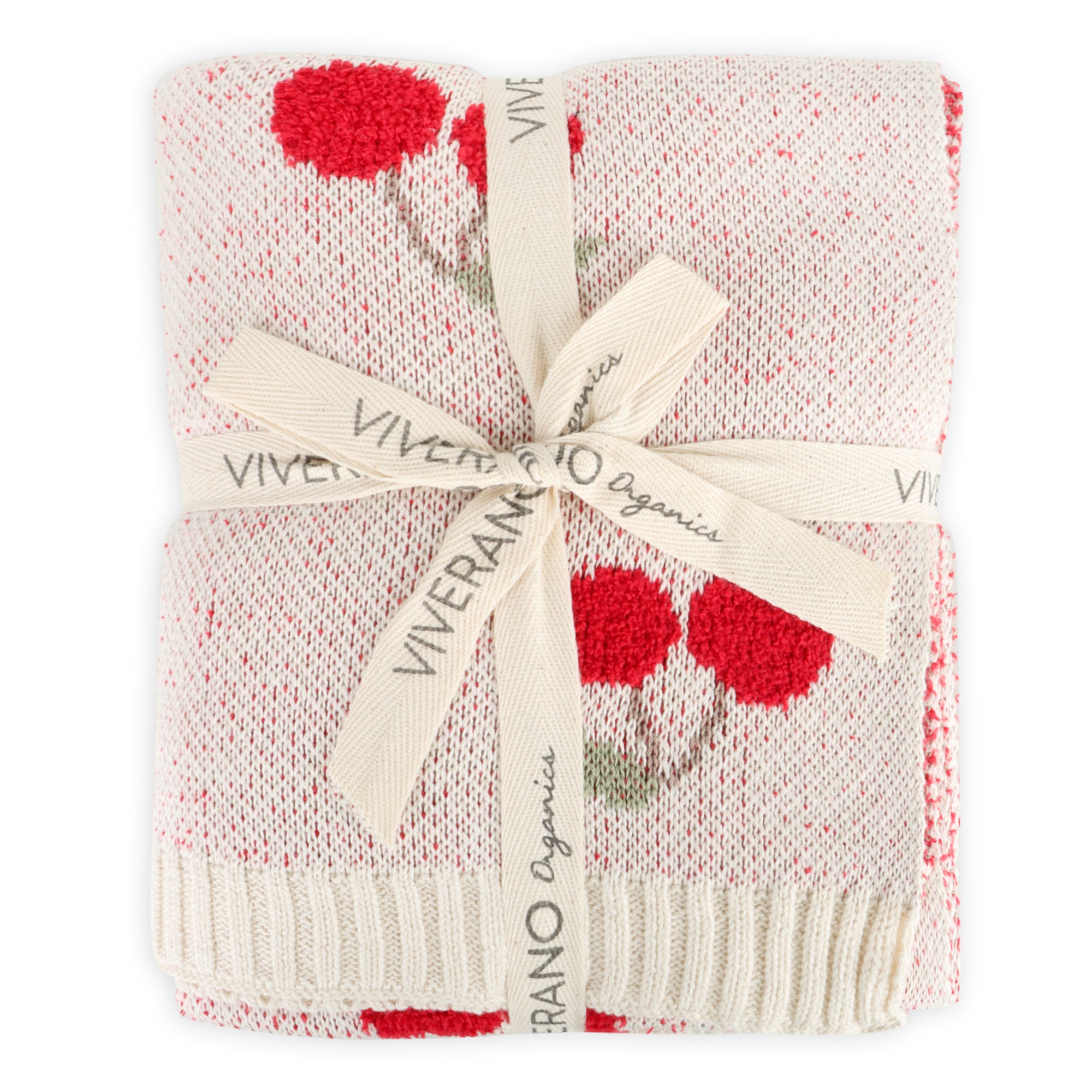 Cherry Organic Cotton Baby Blanket Wrapped