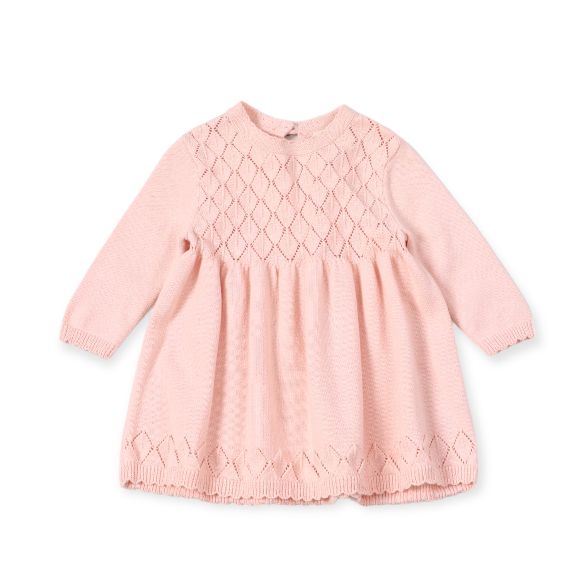 Blush Milan Pastel Pointelle Sweater Knit Baby Dress (Organic Cotton)