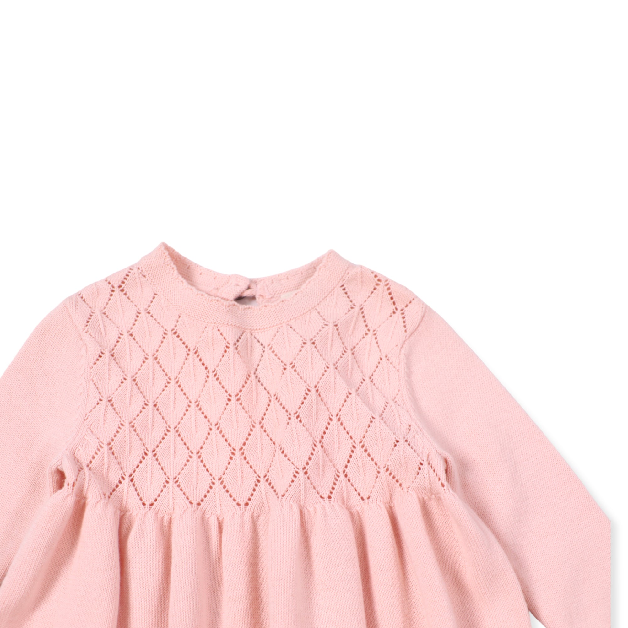 Blush Milan Pastel Pointelle Sweater Knit Baby Dress (Organic Cotton)