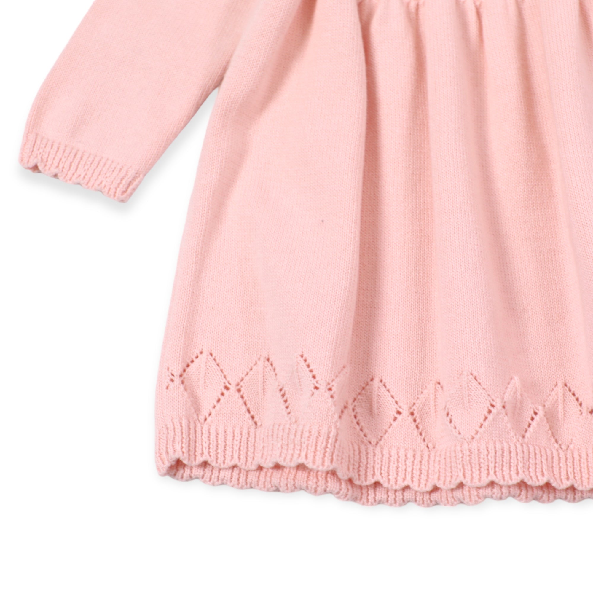 Blush Milan Pastel Pointelle Sweater Knit Baby Dress (Organic Cotton)