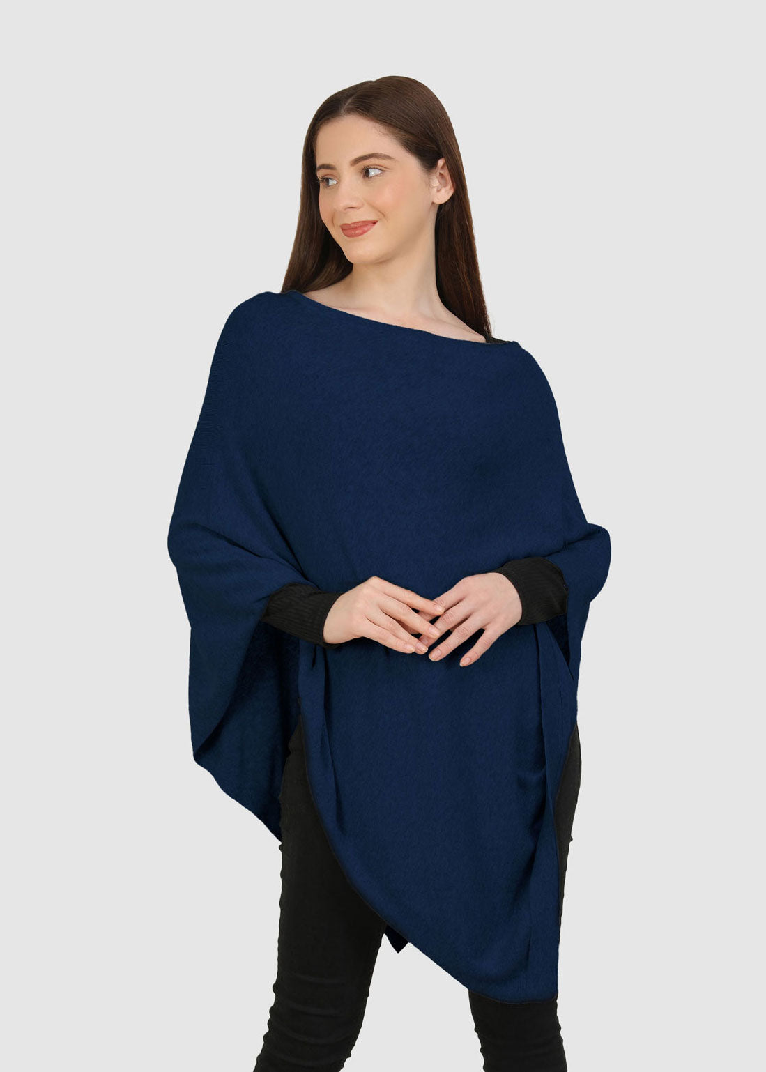 Boat Neck Organic Women's Poncho Wrap - Indigo