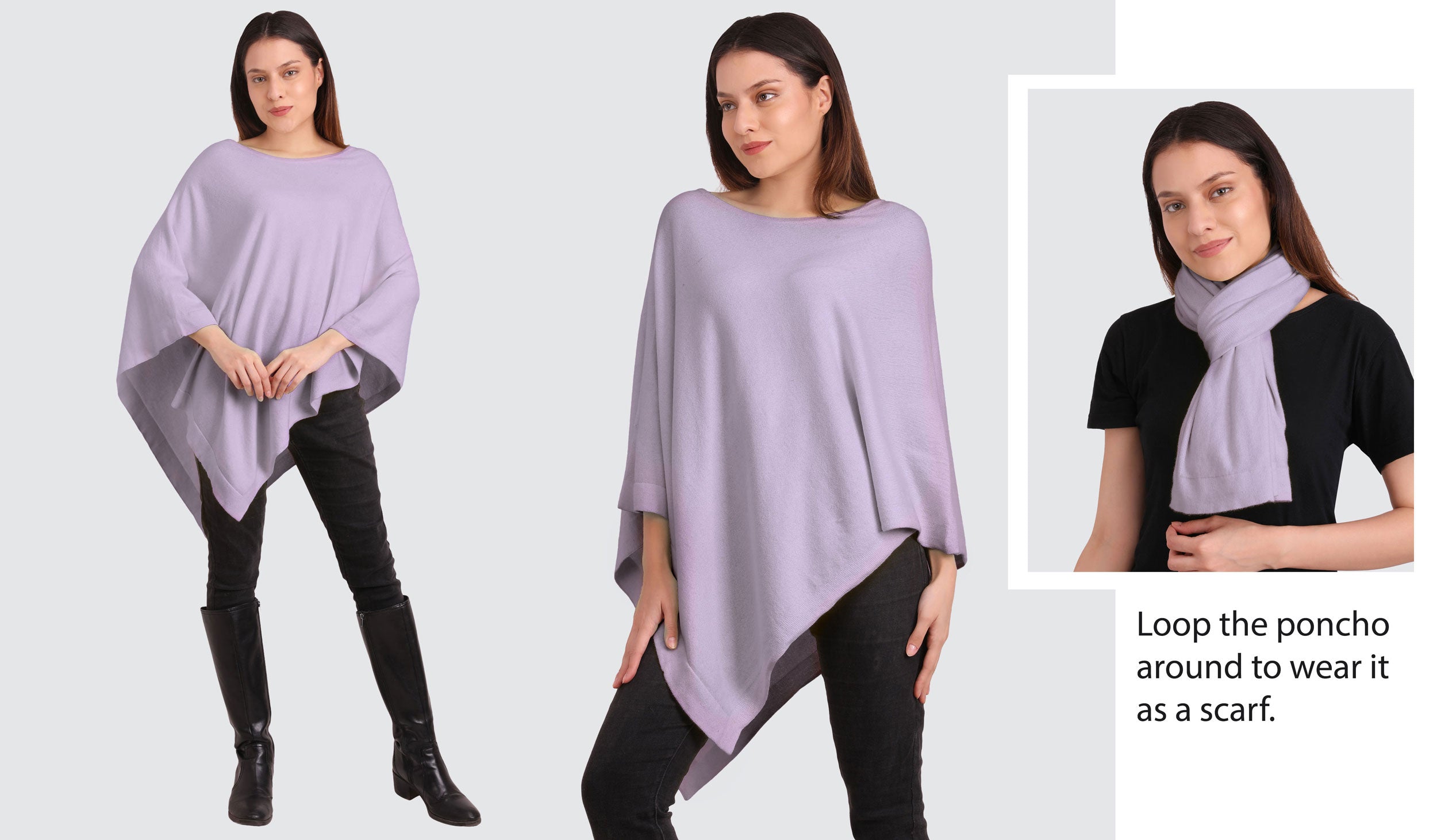 Organic Women's Boat Neck Poncho Wrap - Lavender