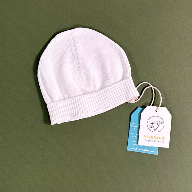 Milan Dove White Round Hat Sweater Knit Baby Beanie Hat (Organic)