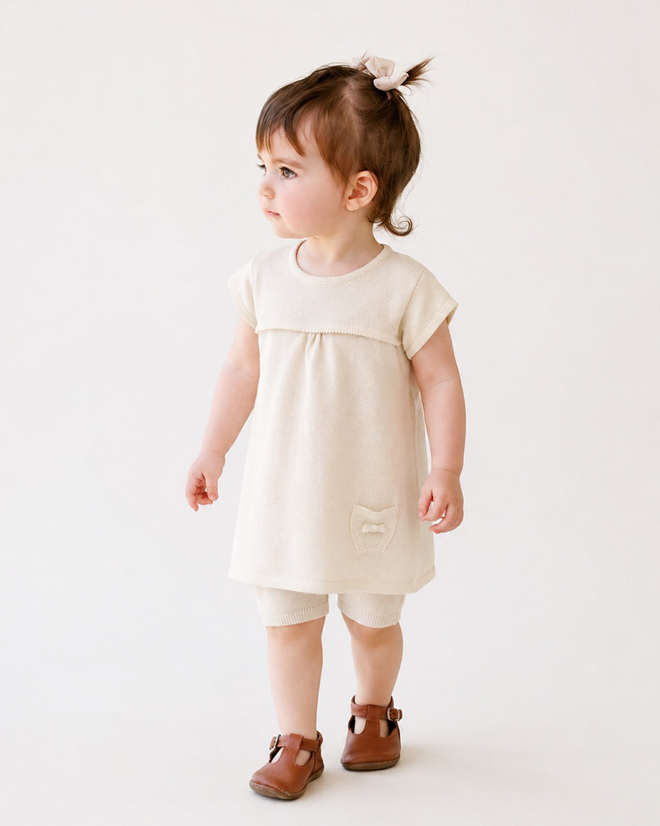 Milan Short Sleeve Organic Knit Baby Dress