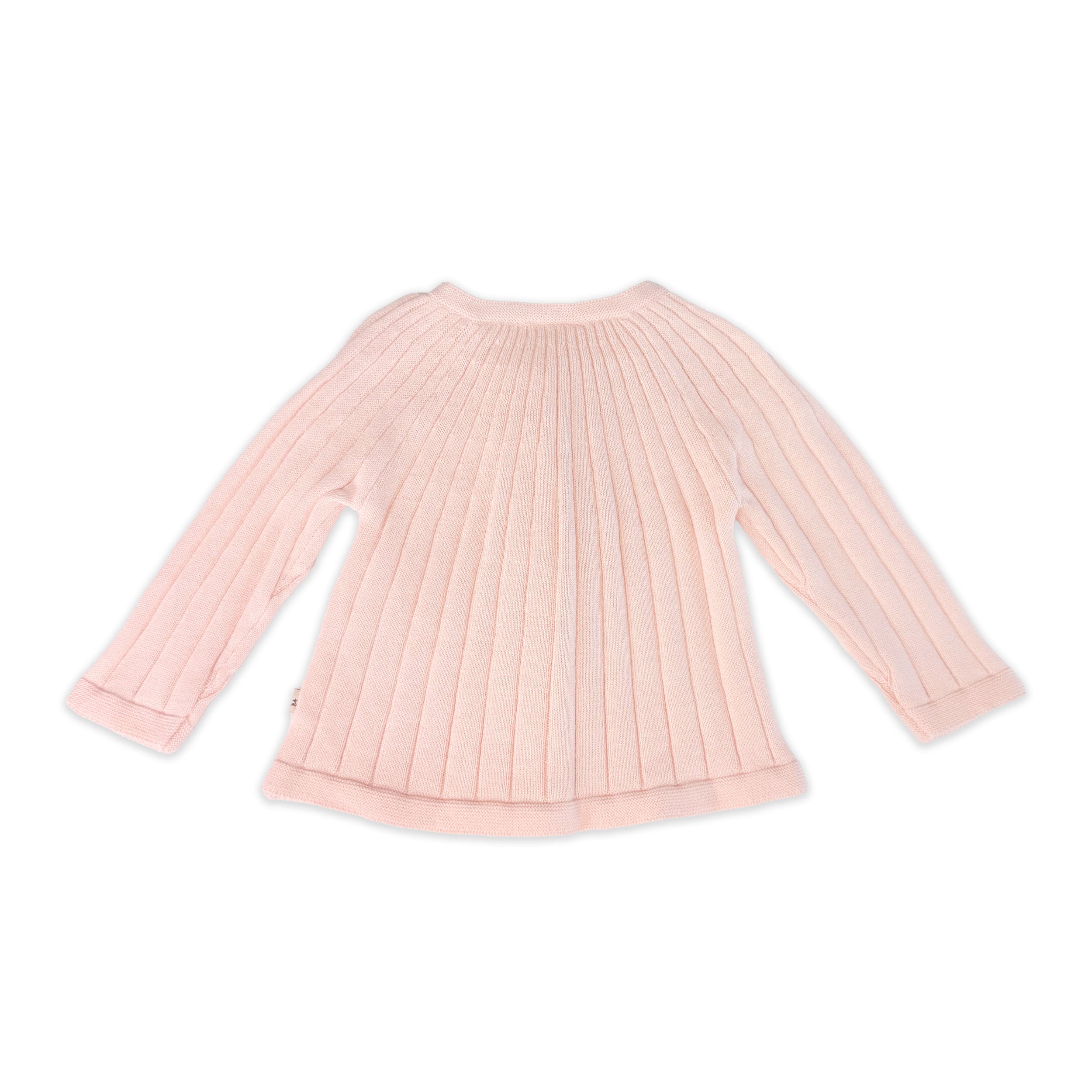 Blush Milan Knit Baby Girl Rib Cardigan Sweater (Organic Cotton) - Back