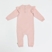 Milan Floral Embroidered Ruffle Knit Baby Jumpsuit (Organic)