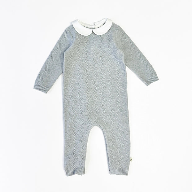 Milan Peter Pan Fancy Chevron Knit Baby Jumpsuit (Organic)