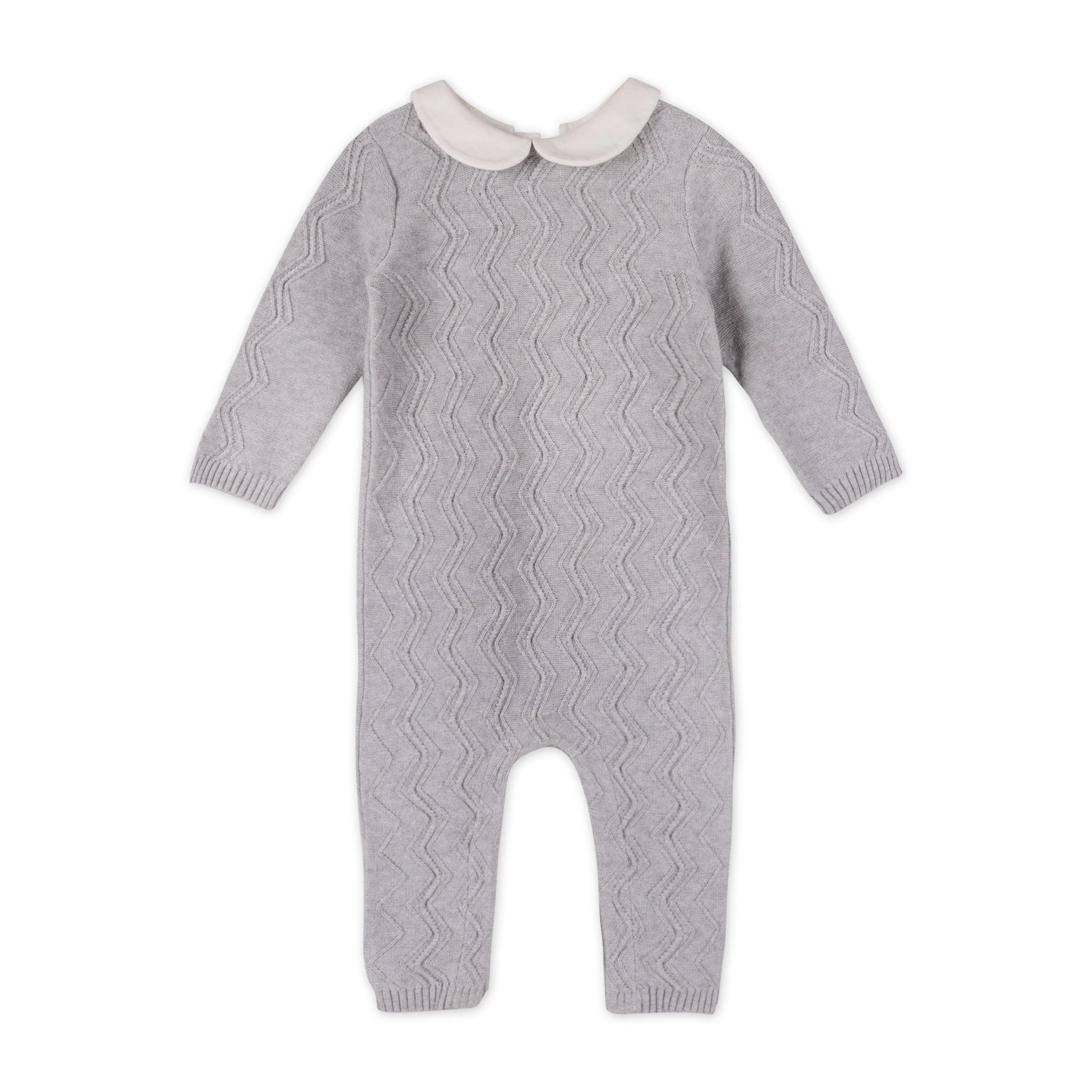 Milan Peter Pan Fancy Chevron Knit Baby Jumpsuit (Organic) 