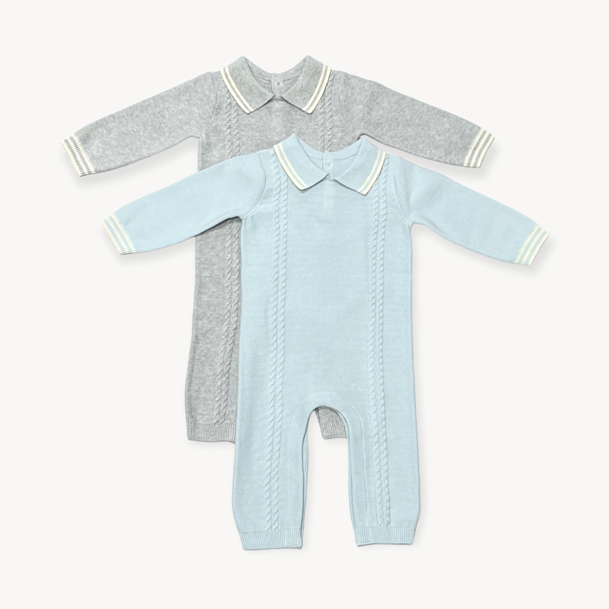 Milan Collar Cable Knit Baby Jumpsuit (Organic)