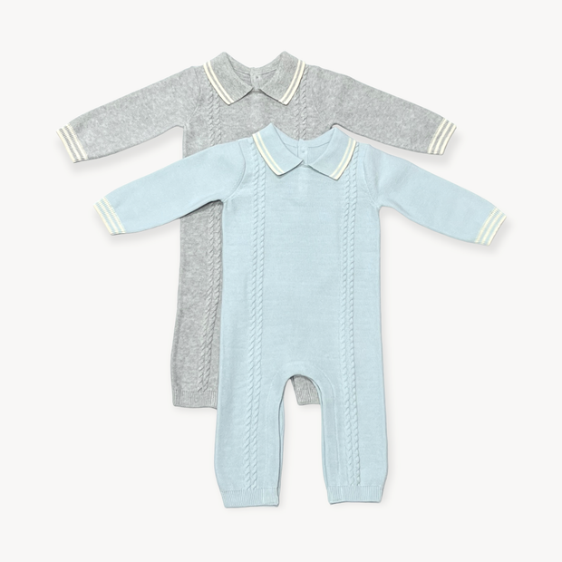 Milan Collar & Cable Knit Baby Jumpsuit (Organic)