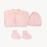 Milan Lux Jacquard Knit Baby Jumpsuit+Hat+Bootie (3pc SET) Organic