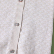 Milan Dove White Lux Jacquard Knit Baby Jumpsuit+Hat+Bootie (3pc SET) Organic