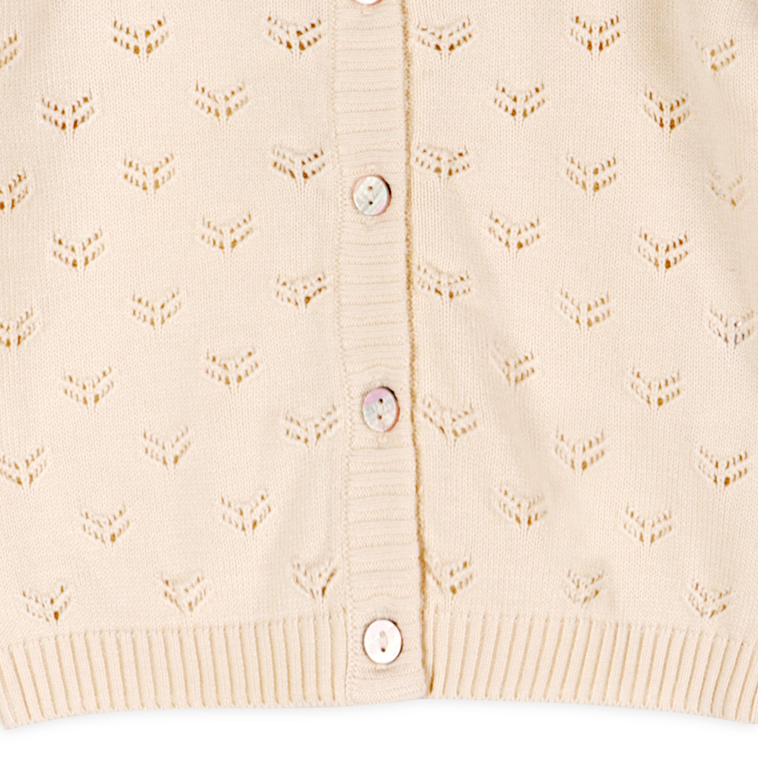 Milan Pointelle Knit Ruffle Baby Cardigan Sweater (Organic) 