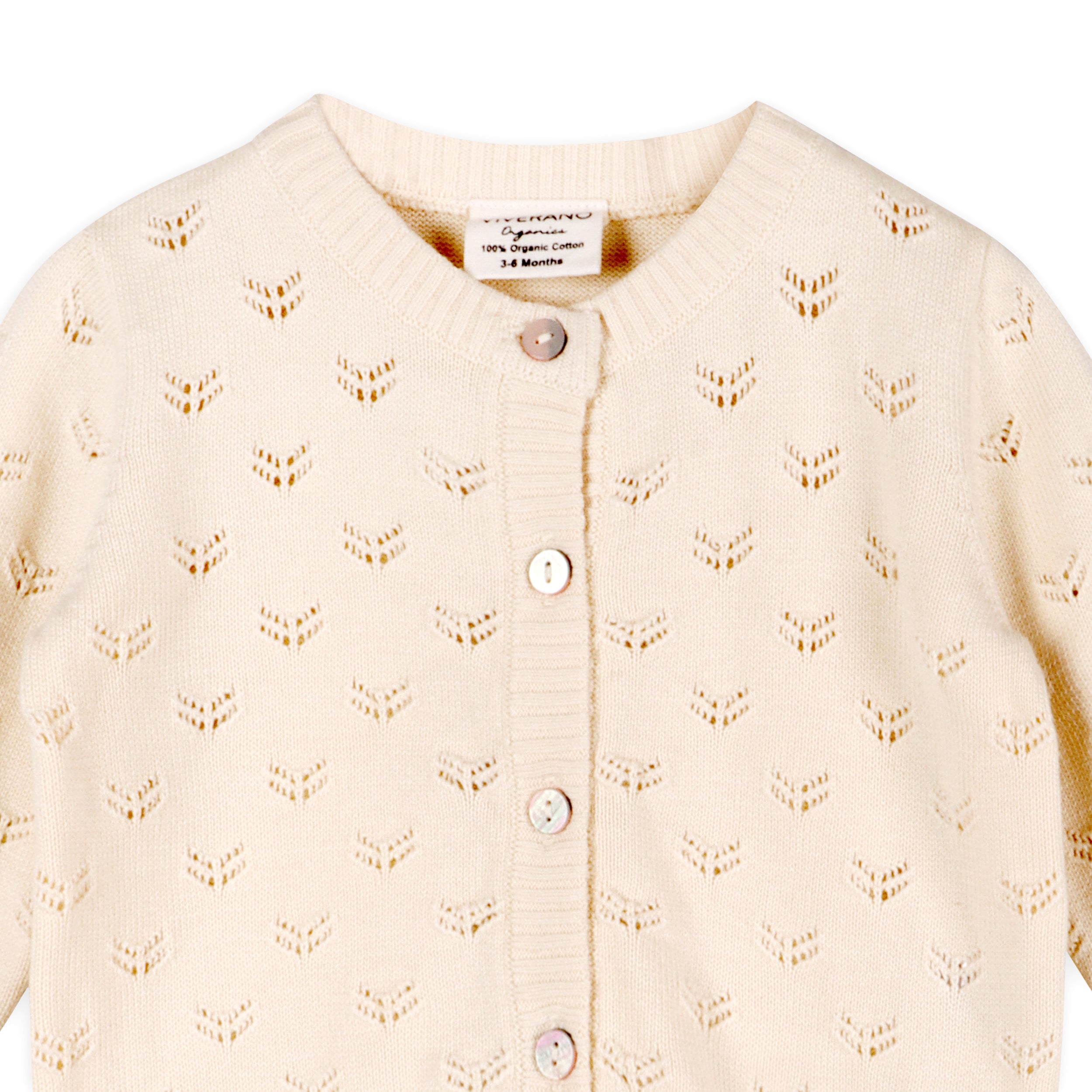 Milan Pointelle Knit Ruffle Baby Cardigan Sweater (Organic) 