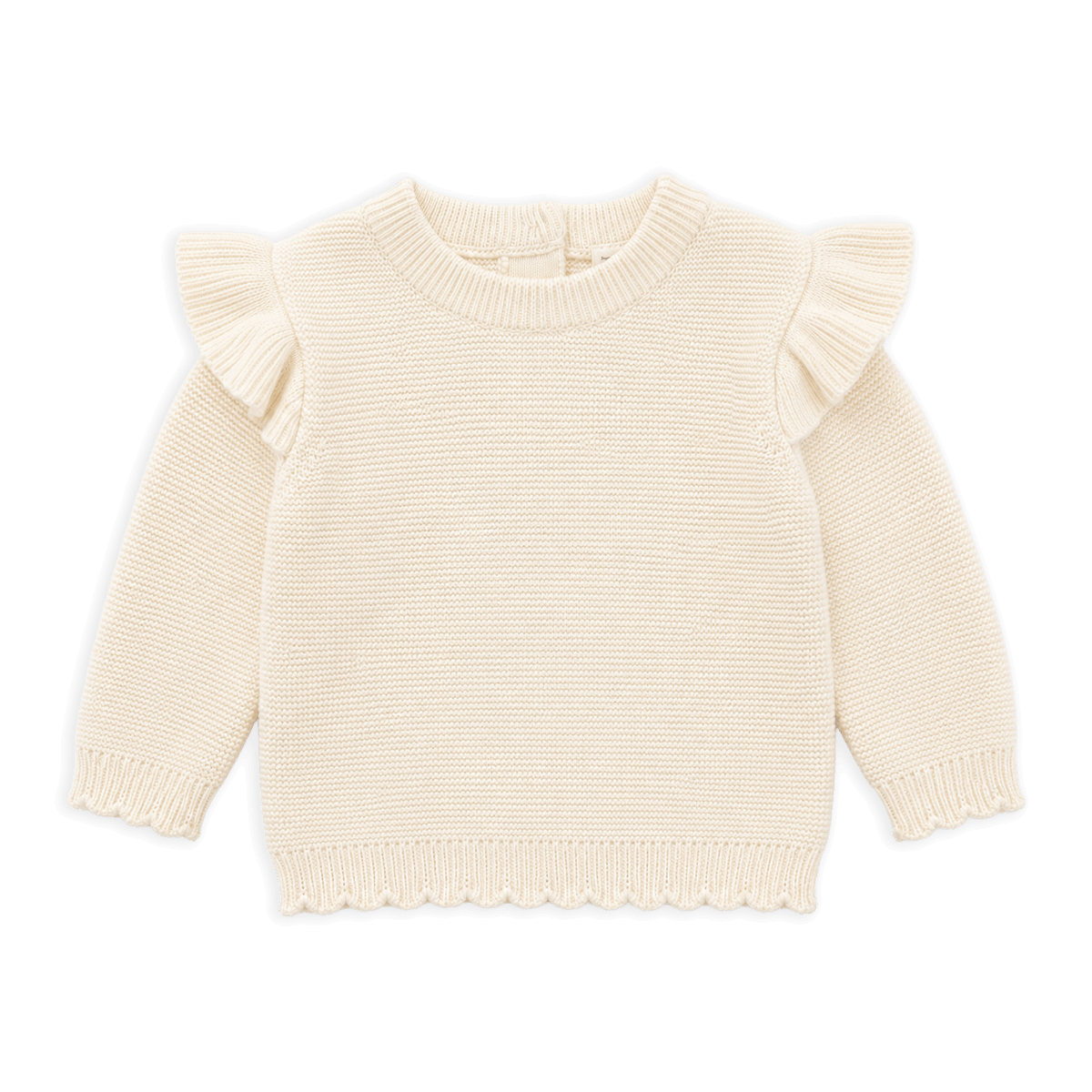 Milan Classic Knit Ruffle Baby Girl Pullover, Organic