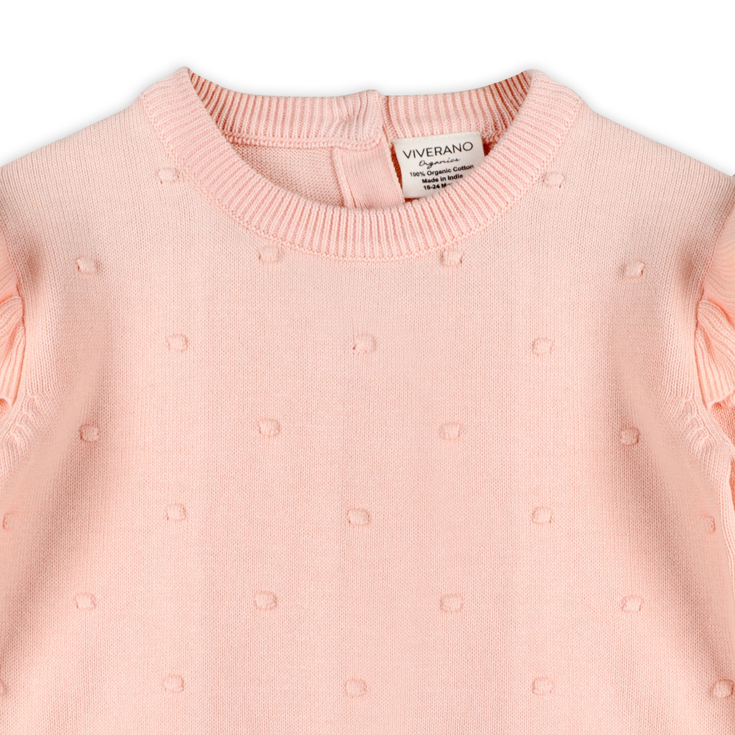 Milan Knit Baby Ruffle & Bobble Pullover Sweater Detail (Organic Cotton)