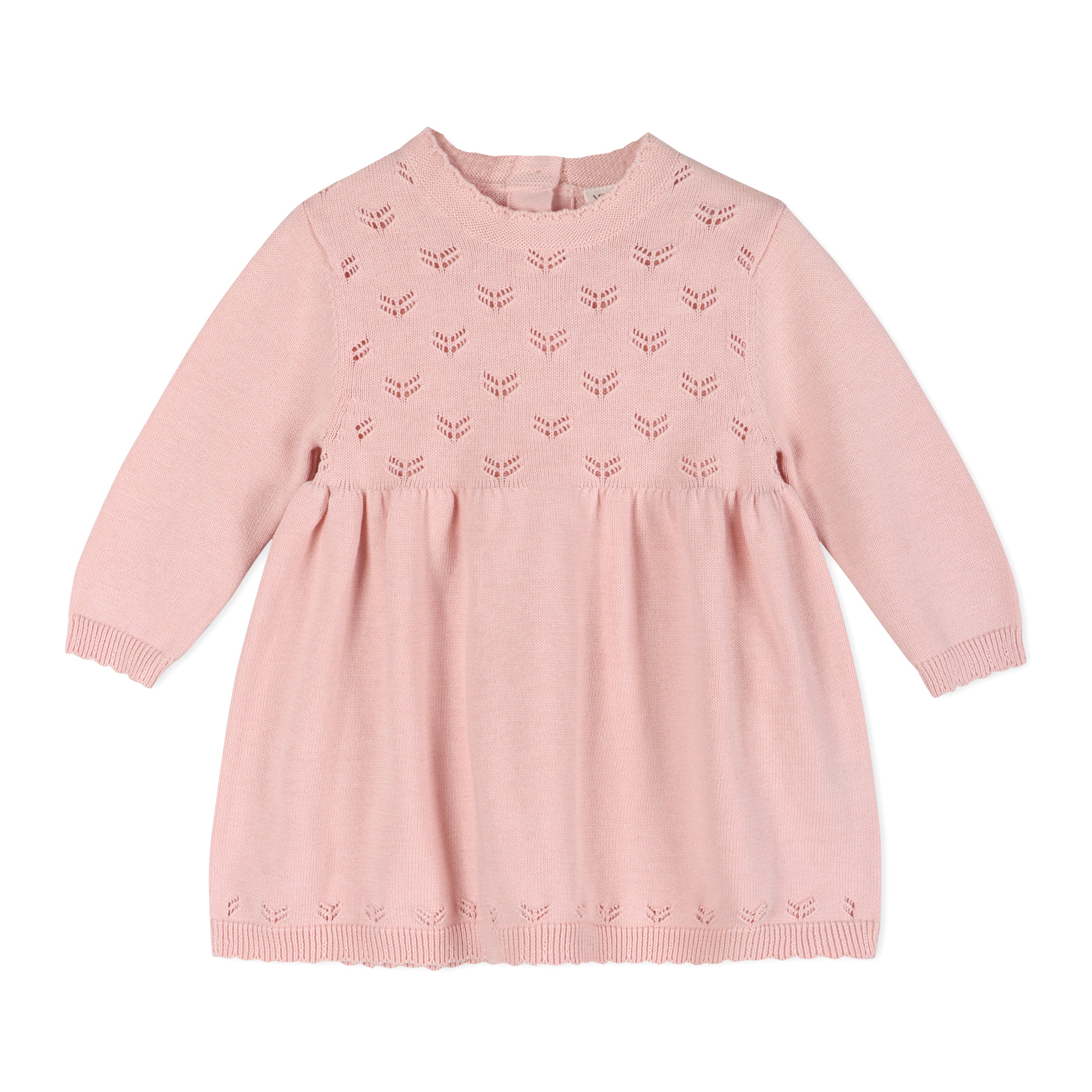 Milan Pointelle Knit Baby Sweater Dress (Organic Cotton) - Viverano