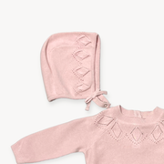 Milan Pointelle Knit Baby Girl Bodysuit/Hat/Socks (3pc SET) - 2 Colors