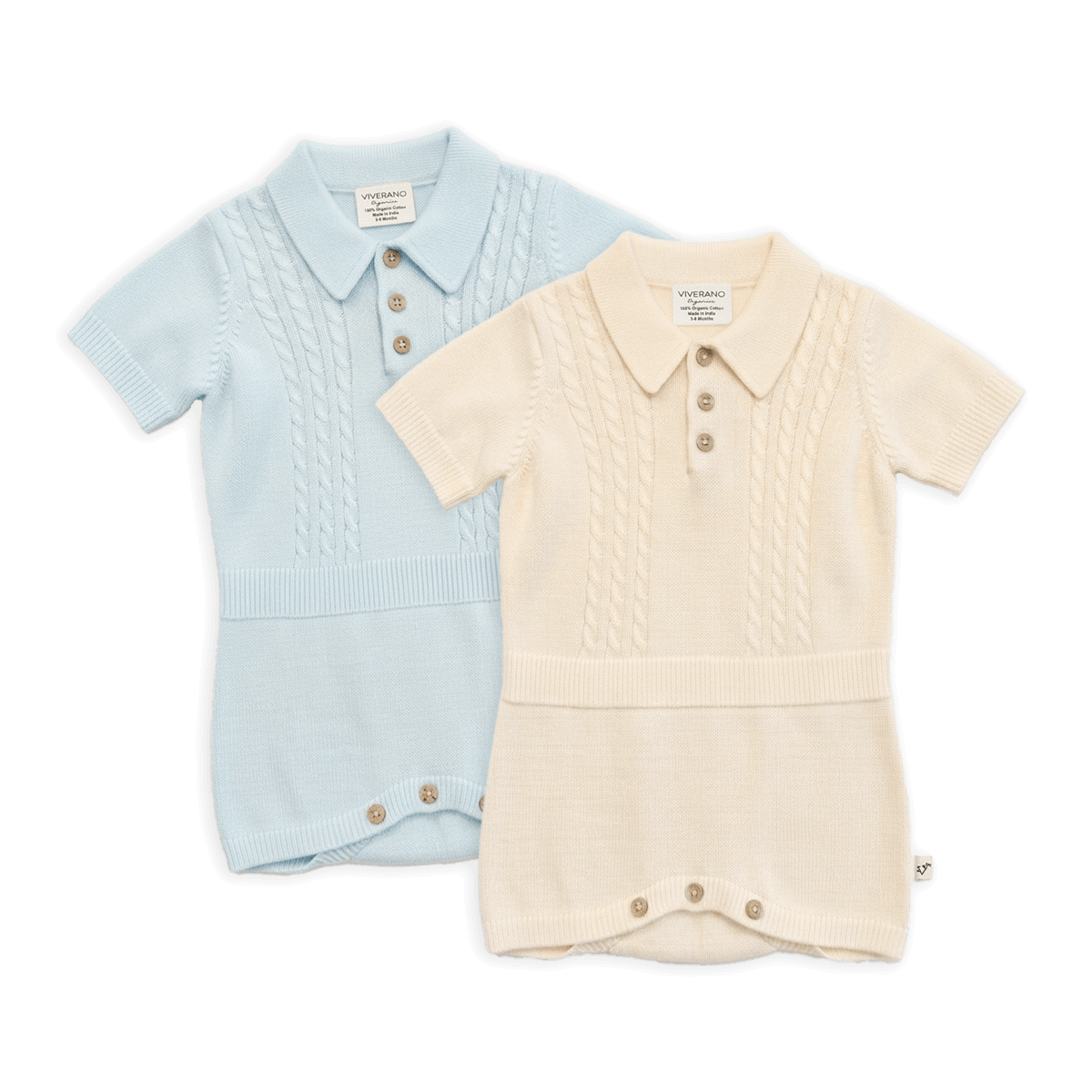Milan Collar and Cable Knit Baby Bodysuit, Organic