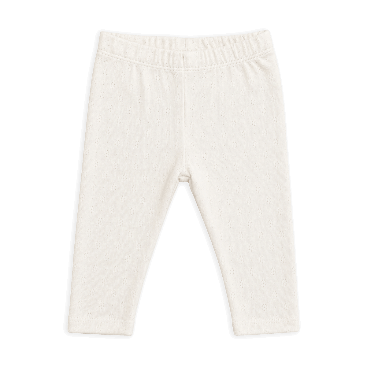 Natural Pointelle Stretch Knit Baby Leggings Pants, Organic Cotton