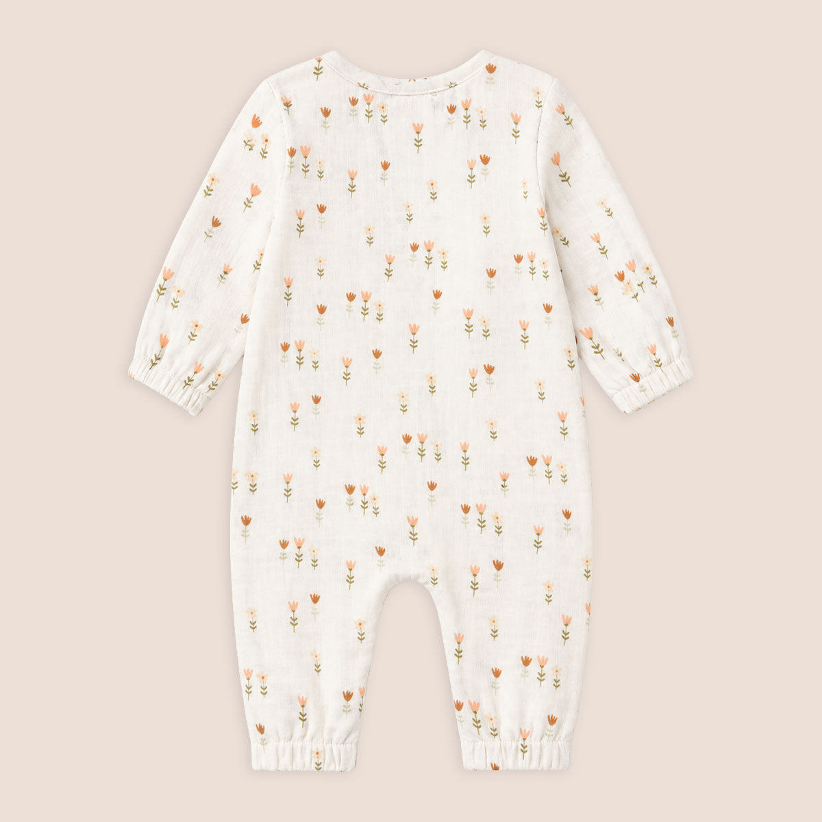 Organic Muslin Wildflowers Classic Button Baby Jumpsuit, Back