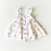 Elephant Ruffle & Button Baby Dress+Bloomer (Organic Muslin)