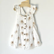 Elephant Ruffle & Button Baby Dress+Bloomer (Organic Muslin)