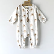 Elephant Classic Button Baby Jumpsuit (Organic Muslin)