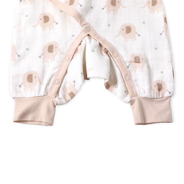 Elephant Kimono Baby Jumpsuit Romper (Organic Muslin)