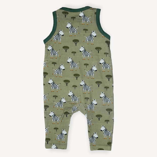 Skater Zebra Sleeveless Kangaroo Baby Jumpsuit (Organic Jersey)