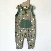 Skater Zebra Sleeveless Kangaroo Baby Jumpsuit (Organic Jersey)