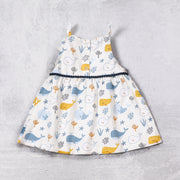 Ocean Whales Shoulder Tie Baby Dress + Bloomer (Organic)