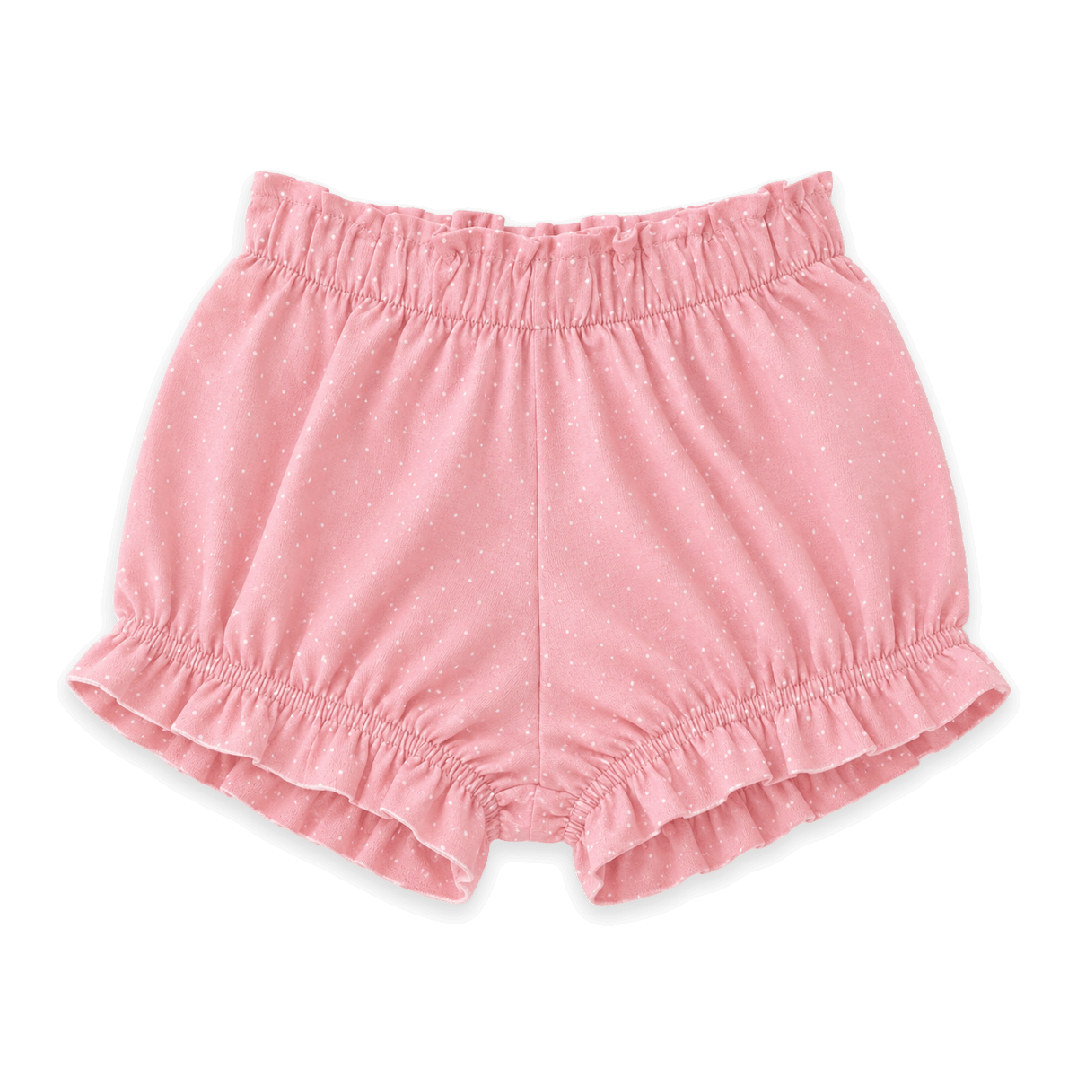 Mini Polka Dot Ruffle Baby Bloomer Shorts in Organic Jersey
