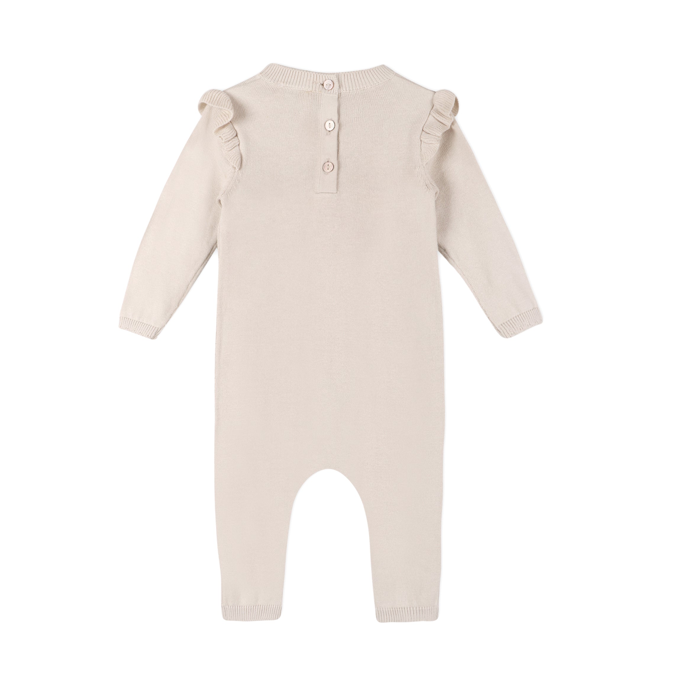 Floral Embroidered Ruffle Baby Sweater Jumpsuit 
